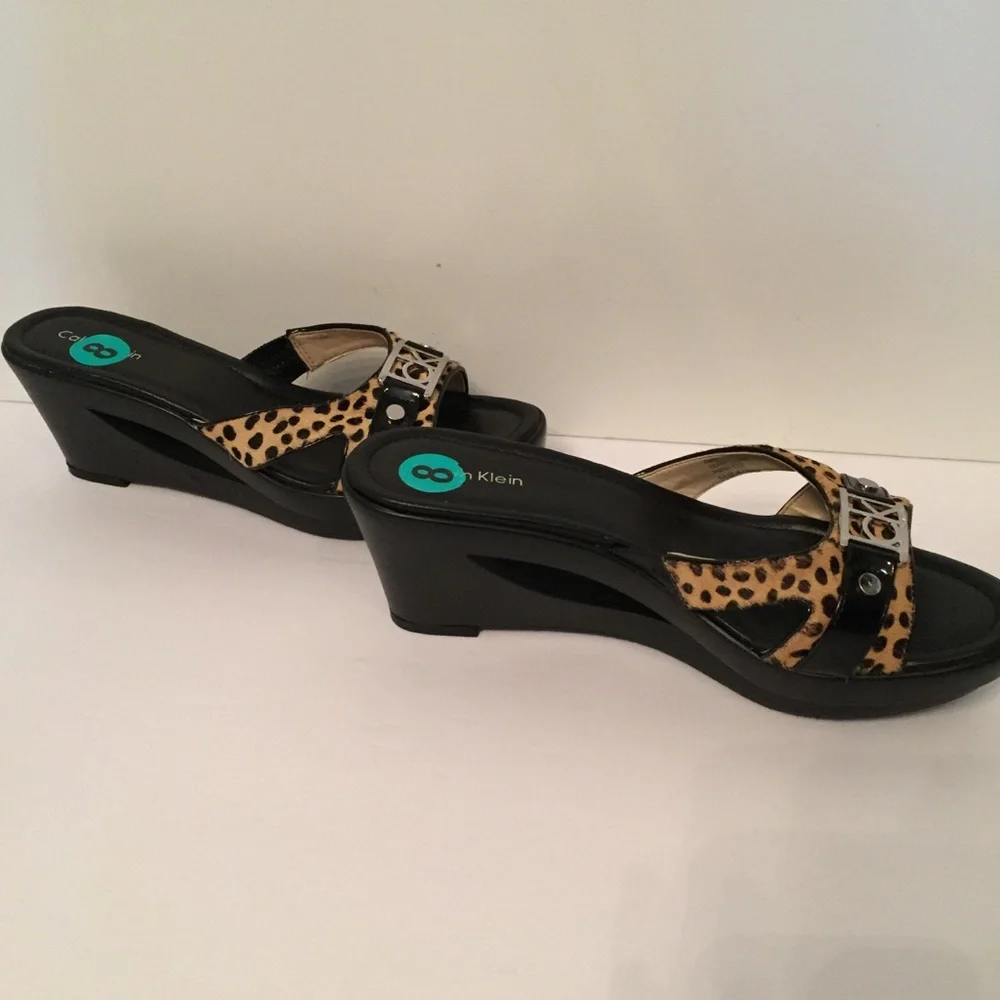 CALVIN KLEIN NEW SHOES PLATFORM BLACK TAN MISMATCH Size 7.5 & 8